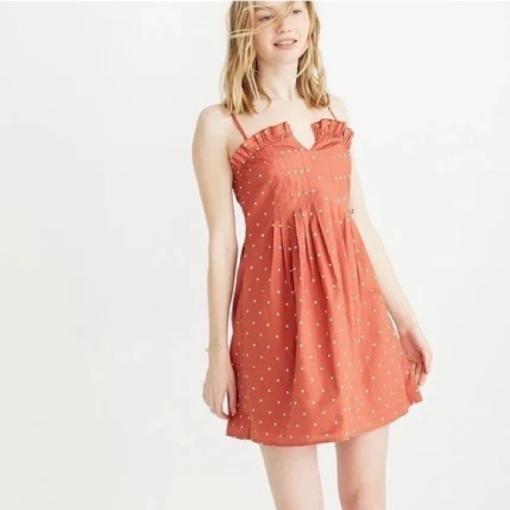 Maderwell Pintuck Cami Dress in Polka Dot Terracotta 2